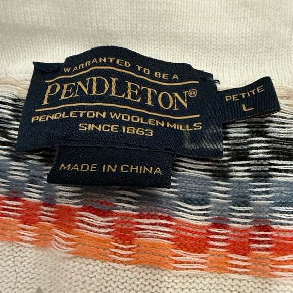 Pendleton Button Up Cardigan Aztec Design Linen Blend Large Petite - Picture 3 of 5